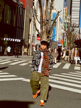 「carhartt」｜「アイテム（ノーカラージャケット）」を使った、ITFさん（メンズ・173cm）の冬コーディネート