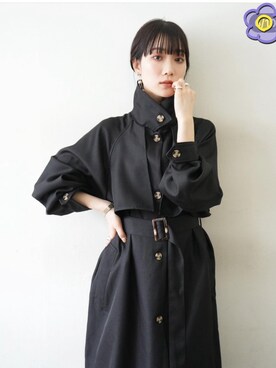 「Lumier（リュミエ）のアイテム（ステンカラーコート）」を使った、memeさん（レディース・159cm）の春コーディネート