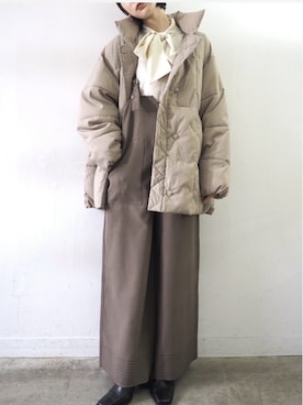 「Lumier（リュミエ）のアイテム（サロペット/オーバーオール）」を使った、memeさん（レディース・159cm）の秋コーディネート