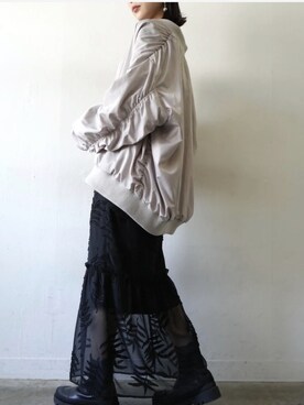 「Lumier（リュミエ）のアイテム（ブルゾン）」を使った、memeさん（レディース・159cm）の春コーディネート