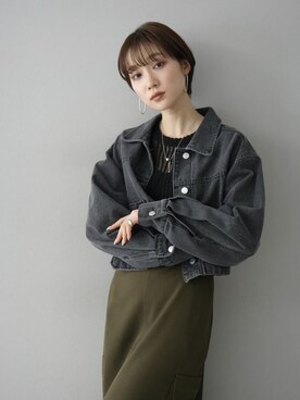 「Lumier（リュミエ）のアイテム（デニムジャケット）」を使った、memeさん（レディース・159cm）の冬コーディネート