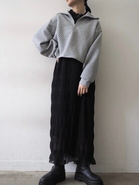 「Lumier（リュミエ）のアイテム（スウェット）」を使った、memeさん（レディース・159cm）の冬コーディネート
