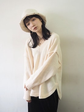 「Lumier（リュミエ）のアイテム（帽子）」を使った、memeさん（レディース・159cm）の秋コーディネート