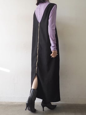 「Lumier（リュミエ）のアイテム（ジャンパースカート）」を使った、memeさん（レディース・159cm）の冬コーディネート