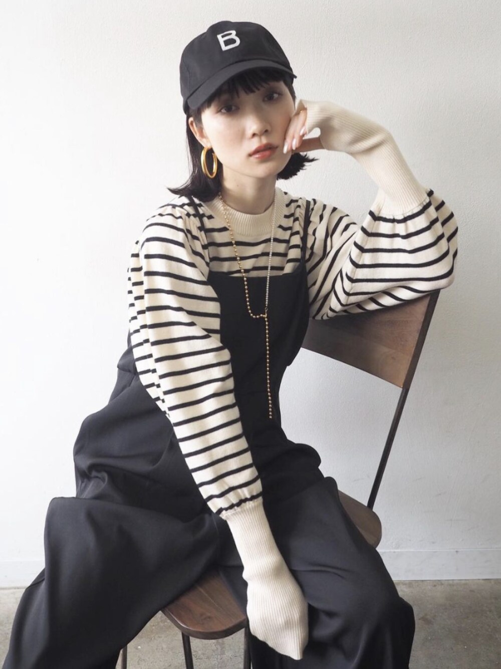 「Lumierのアイテム（ニット/セーター、ホワイト系）」を使った、memeさん（レディース・159cm）の冬コーディネートの1枚目の写真