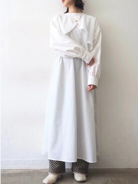 「Lumier（リュミエ）のアイテム（シャツワンピース）」を使った、memeさん（レディース・159cm）の冬コーディネート