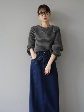 「Lumier（リュミエ）のアイテム（ニット/セーター）」を使った、memeさん（レディース・159cm）の秋コーディネート