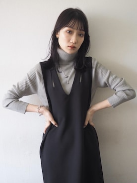 「Lumier（リュミエ）のアイテム（ジャンパースカート）」を使った、memeさん（レディース・159cm）の秋コーディネート