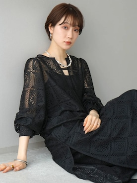 「Lumier（リュミエ）のアイテム（ワンピース）」を使った、memeさん（レディース・159cm）の冬コーディネート