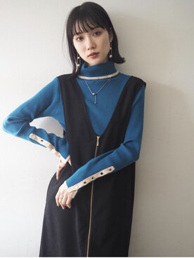 「Lumier（リュミエ）のアイテム（ジャンパースカート）」を使った、memeさん（レディース・159cm）の冬コーディネート