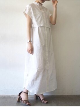 「Lumier（リュミエ）のアイテム（シャツワンピース）」を使った、memeさん（レディース・159cm）の夏コーディネート