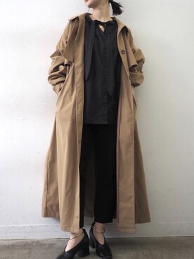 「Lumier（リュミエ）のアイテム（トレンチコート）」を使った、memeさん（レディース・159cm）の冬コーディネート