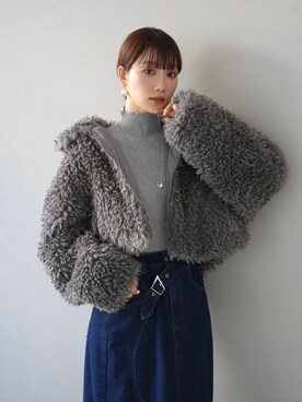 「Lumier（リュミエ）のアイテム（ニット/セーター）」を使った、memeさん（レディース・159cm）の冬コーディネート