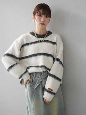 「Lumier（リュミエ）のアイテム（ニット/セーター）」を使った、memeさん（レディース・159cm）の冬コーディネート