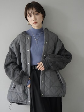 「Lumier（リュミエ）のアイテム（ノーカラージャケット）」を使った、memeさん（レディース・159cm）の冬コーディネート