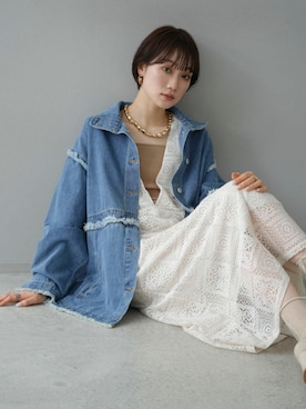 「Lumier（リュミエ）のアイテム（デニムジャケット）」を使った、memeさん（レディース・159cm）の春コーディネート