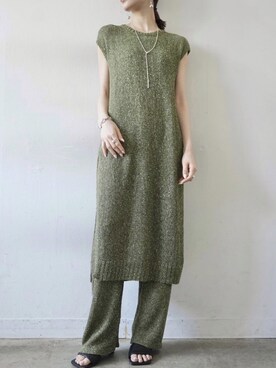 「アイテム（セットアップ、グリーン系）」を使った、memeさん（レディース・159cm）の春コーディネート