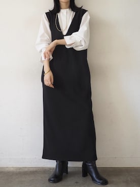 「Lumier（リュミエ）のアイテム（ジャンパースカート）」を使った、memeさん（レディース・159cm）の秋コーディネート