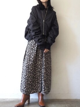 「Lumier（リュミエ）のアイテム（MA-1）」を使った、memeさん（レディース・159cm）の秋コーディネート