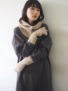 「Lumier（リュミエ）のアイテム（ニットキャップ/ビーニー）」を使った、memeさん（レディース・159cm）の冬コーディネート