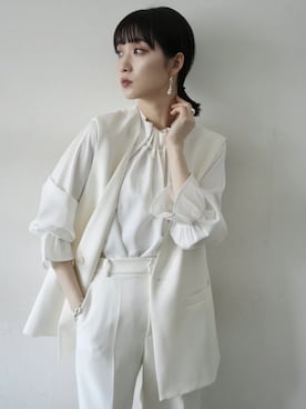 「アイテム（セットアップ、ホワイト系）」を使った、memeさん（レディース・159cm）の春コーディネート