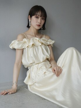 「アイテム（セットアップ、ホワイト系）」を使った、memeさん（レディース・159cm）の夏コーディネート