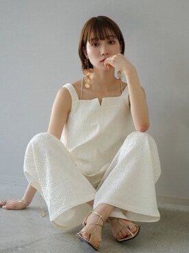 「アイテム（セットアップ、ホワイト系）」を使った、memeさん（レディース・159cm）の夏コーディネート