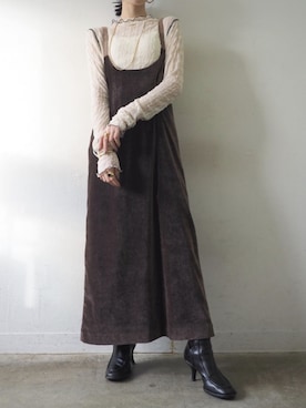 「Lumier（リュミエ）のアイテム（ジャンパースカート）」を使った、memeさん（レディース・159cm）の冬コーディネート