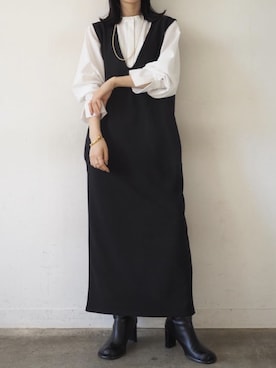 「Lumier（リュミエ）のアイテム（ジャンパースカート）」を使った、memeさん（レディース・159cm）の夏コーディネート