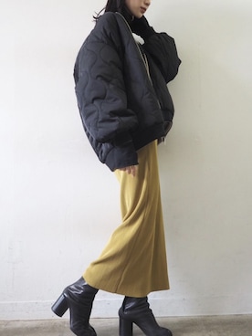 「Lumier（リュミエ）のアイテム（MA-1）」を使った、memeさん（レディース・159cm）の秋コーディネート