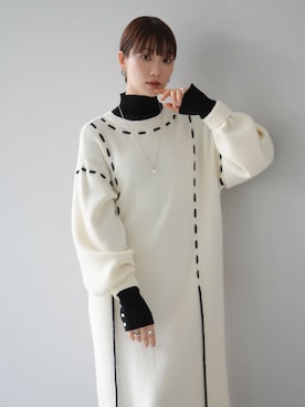「Lumier（リュミエ）のアイテム（ワンピース）」を使った、memeさん（レディース・159cm）の冬コーディネート