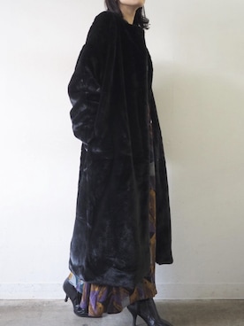 「Lumier（リュミエ）のアイテム（ノーカラーコート）」を使った、memeさん（レディース・159cm）の冬コーディネート