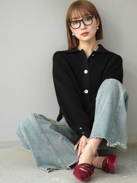 「Lumier（リュミエ）のアイテム（ニット/セーター）」を使った、memeさん（レディース・159cm）の冬コーディネート