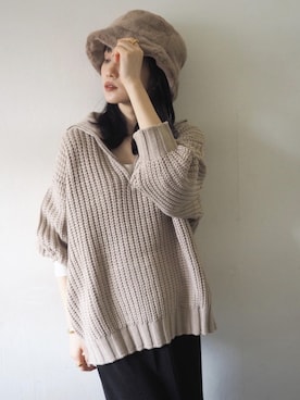 「Lumier（リュミエ）のアイテム（帽子）」を使った、memeさん（レディース・159cm）の秋コーディネート