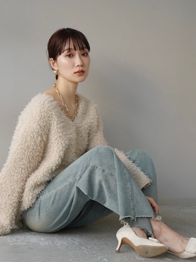 「Lumier（リュミエ）のアイテム（ニット/セーター）」を使った、memeさん（レディース・159cm）の冬コーディネート