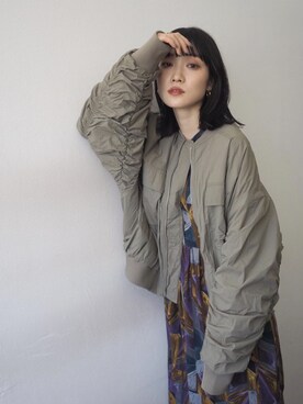 「Lumier（リュミエ）のアイテム（MA-1）」を使った、memeさん（レディース・159cm）の冬コーディネート