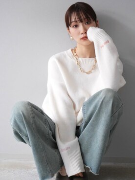「Lumier（リュミエ）のアイテム（ニット/セーター）」を使った、memeさん（レディース・159cm）の冬コーディネート