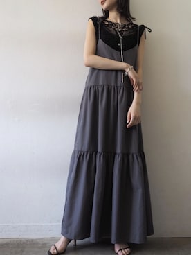 「Lumier（リュミエ）のアイテム（ジャンパースカート）」を使った、memeさん（レディース・159cm）の夏コーディネート