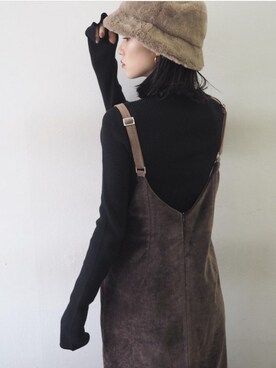 「Lumier（リュミエ）のアイテム（帽子）」を使った、memeさん（レディース・159cm）の冬コーディネート