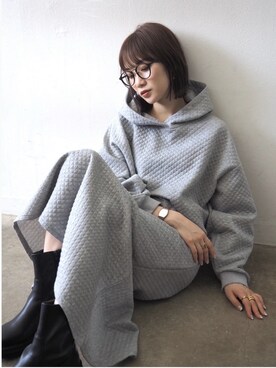 「Lumier（リュミエ）のアイテム（パーカー）」を使った、memeさん（レディース・159cm）の冬コーディネート