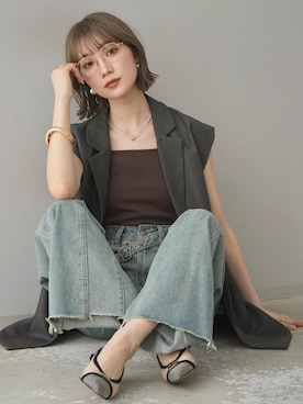 「Lumier（リュミエ）のアイテム（ジャケット/アウター）」を使った、memeさん（レディース・159cm）の春コーディネート