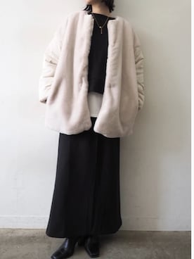 「Lumier（リュミエ）のアイテム（スウェット）」を使った、memeさん（レディース・159cm）の冬コーディネート