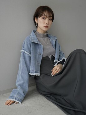 「Lumier（リュミエ）のアイテム（デニムジャケット）」を使った、memeさん（レディース・159cm）の冬コーディネート