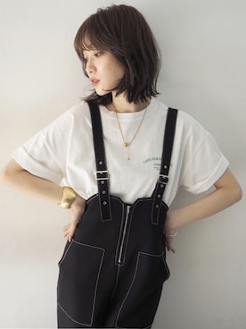 「Lumier（リュミエ）のアイテム（サロペット/オーバーオール）」を使った、memeさん（レディース・159cm）の春コーディネート