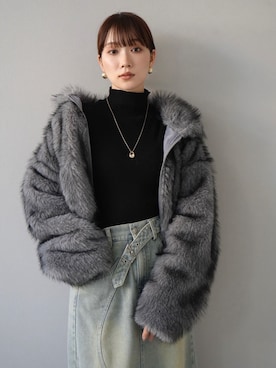 「Lumier（リュミエ）のアイテム（ニット/セーター）」を使った、memeさん（レディース・159cm）の冬コーディネート