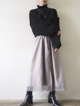 「Lumier（リュミエ）のアイテム（シャツワンピース）」を使った、memeさん（レディース・159cm）の冬コーディネート