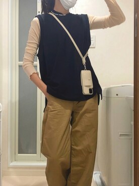 「UNIQLO（ユニクロ）のアイテム（チノパンツ、ベージュ系）」を使った、gggさん（レディース・164cm）の秋コーディネート