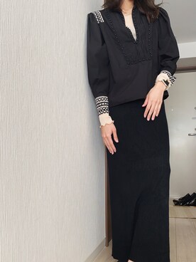 「ZARA（ザラ）のアイテム（シャツ/ブラウス、ブラック系）」を使った、gggさん（レディース・164cm）の冬コーディネート