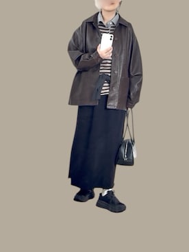 「アイテム（ポロシャツ）」を使った、yu*さん（レディース・166cm）の秋コーディネート