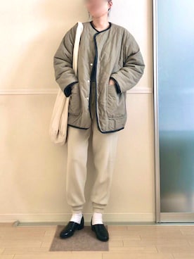 「アイテム（その他アウター、グリーン系）」を使った、yu*さん（レディース・166cm）の冬コーディネート